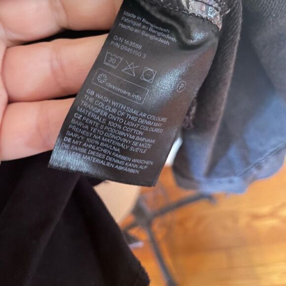 H&M DENIM | black belted denim oversized button down dress L - Picture 10 of 11